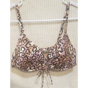 Shade & Shore Women's Lightly Lined Tie-Front Textured Bikini Top- 36B, NWOT